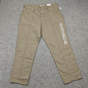 Old Navy Pants Womens 14 Green Twill Sky-Hi Straight High Rise Khakis Stretch